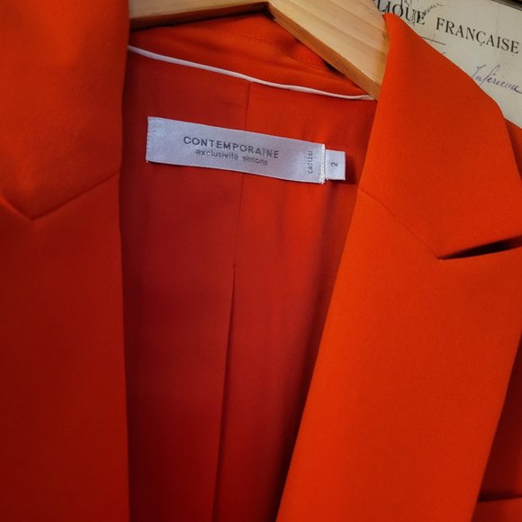 BNWT Simons Contemporaine Tailored Lined Orange Blazer - Picture 4 of 4